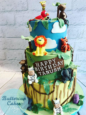 Buttercup Cakes by Priya Jungle Animals Birthday Cake