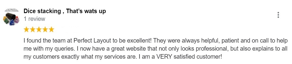 Five star Google review from Perfect Layout client Marieme D Hair
