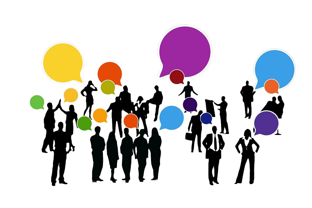 Cartoon style image of people networking
