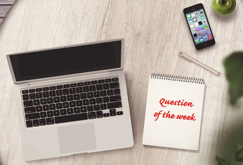 Question of the week image - laptop, notepad and mobile