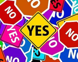 Yes and no signs in bright colors