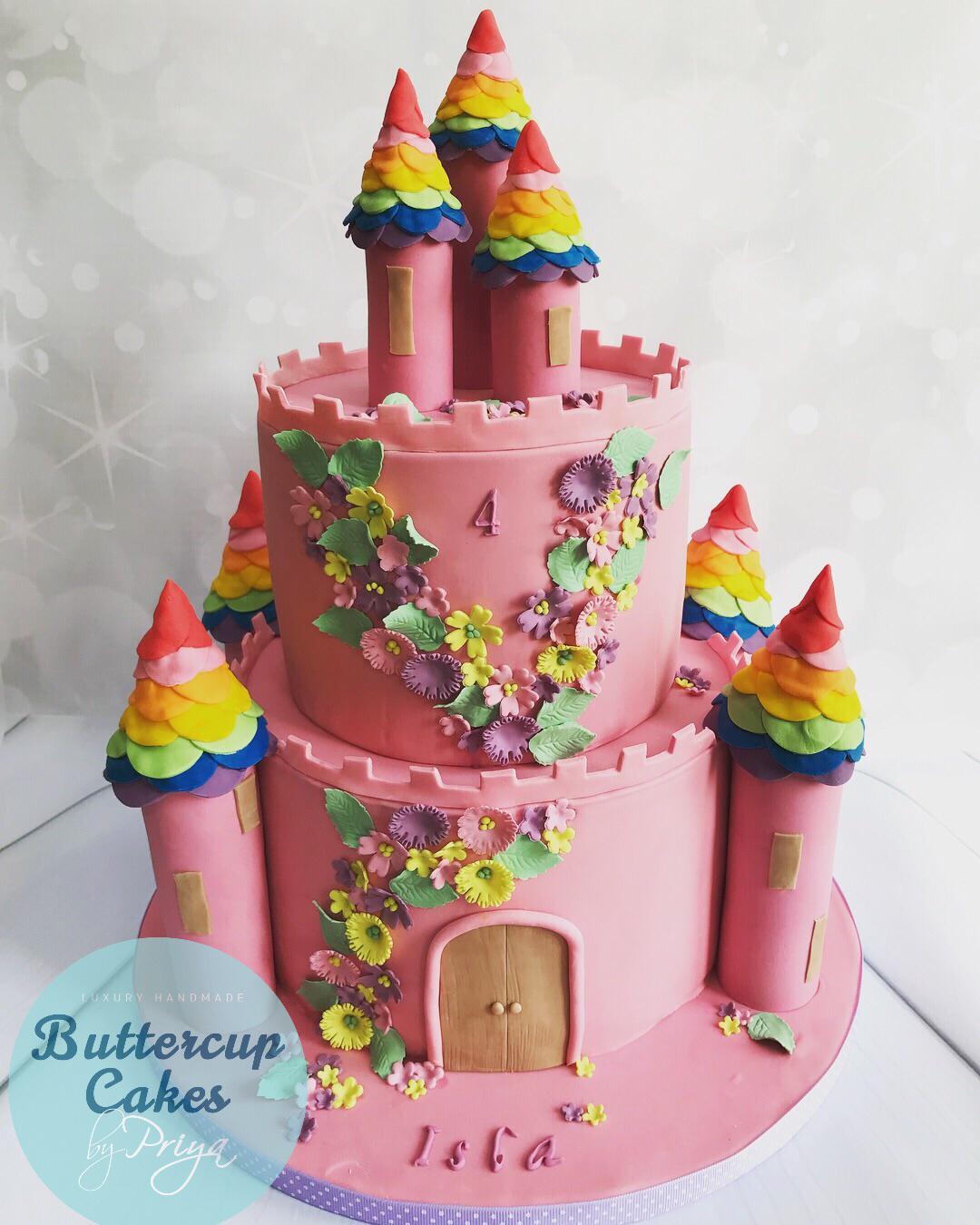 Buttercup Cakes by Priya_Pink Castle Birthday Cake for 4 year old