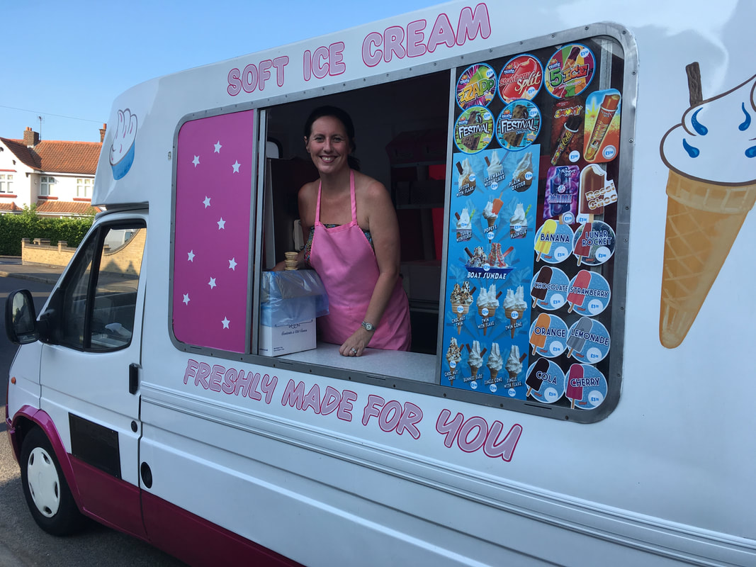 Carly in one of her ice cream vans