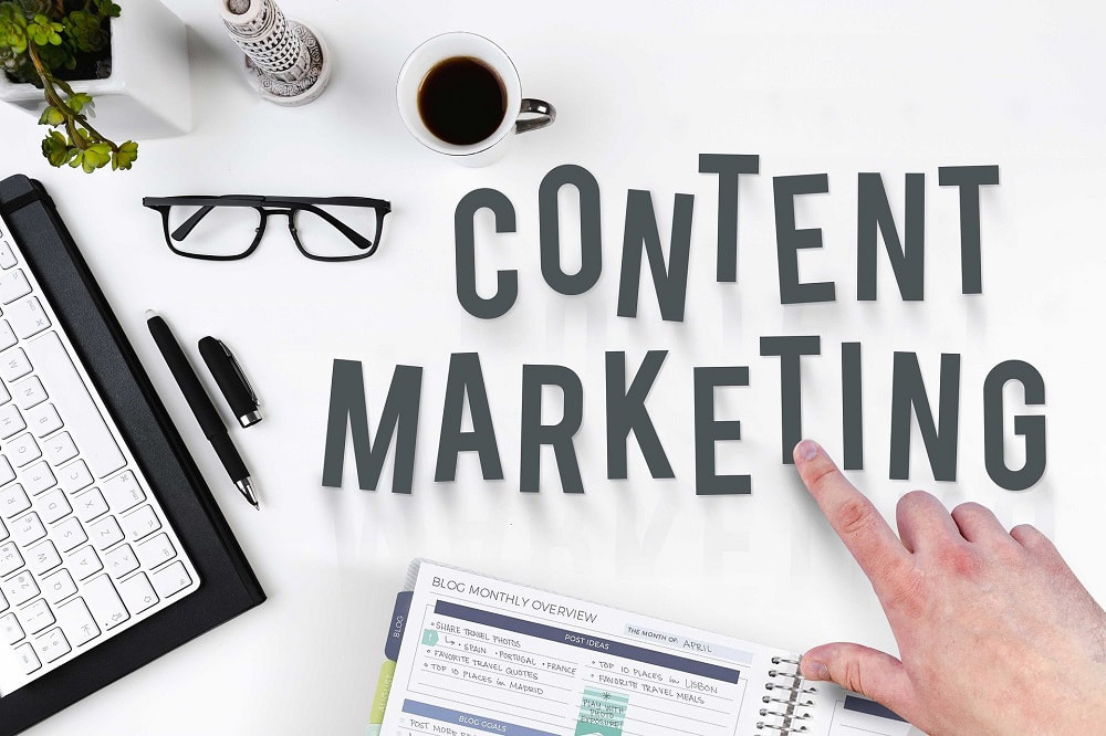 Content marketing spelt out on a desk_image for blog_perfect layout digital marketing