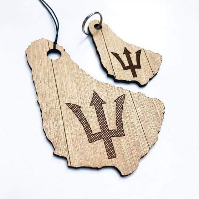 two wooden keyrings