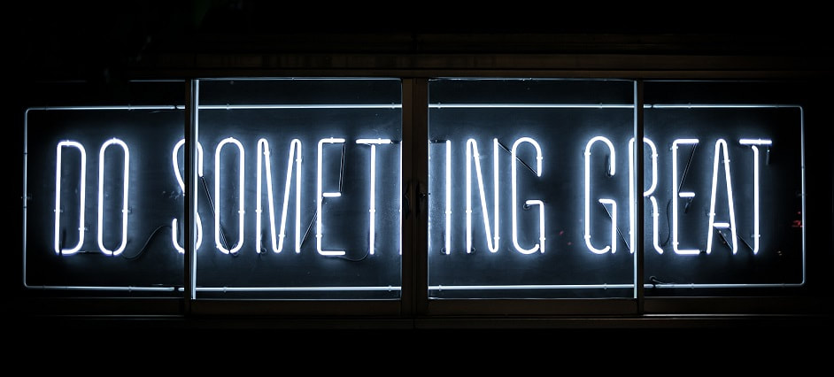 image that has lights that read do something great